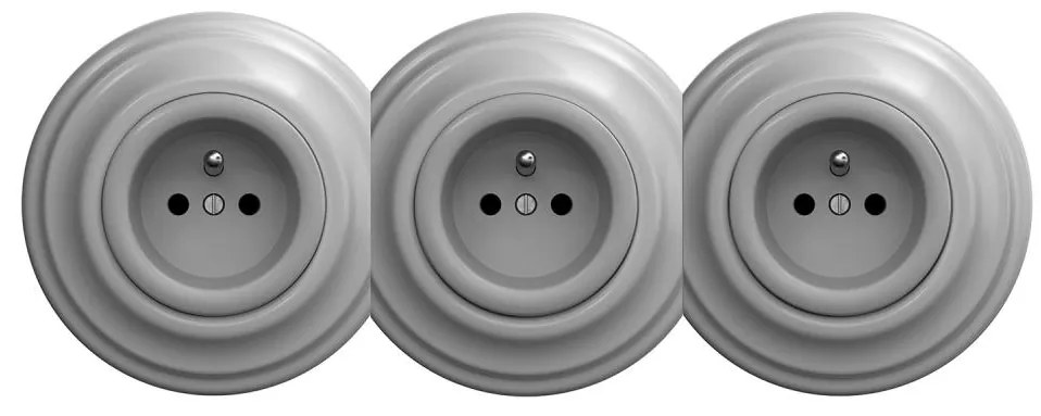 Kliklap - Presa tripla da parete in stile retrò con placca 230V grigia