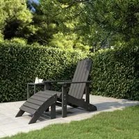 Sedia da Giardino Adirondack con Poggiapiedi Antracite HDPE 318646