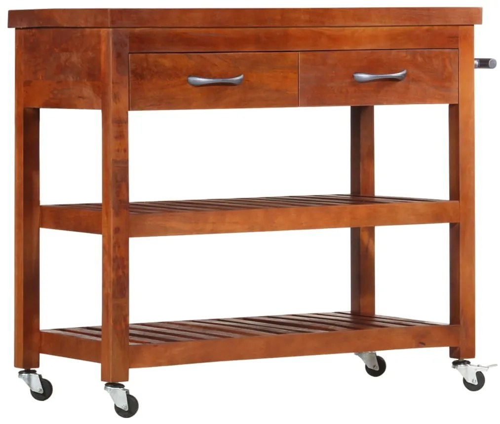 Carrello Da Cucina 100x48x89 Cm İn Legno Massello Di Acacia /