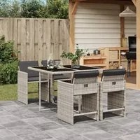 Set Pranzo da Giardino 5pz con Cuscini Grigio Chiaro Polyrattan 3277846