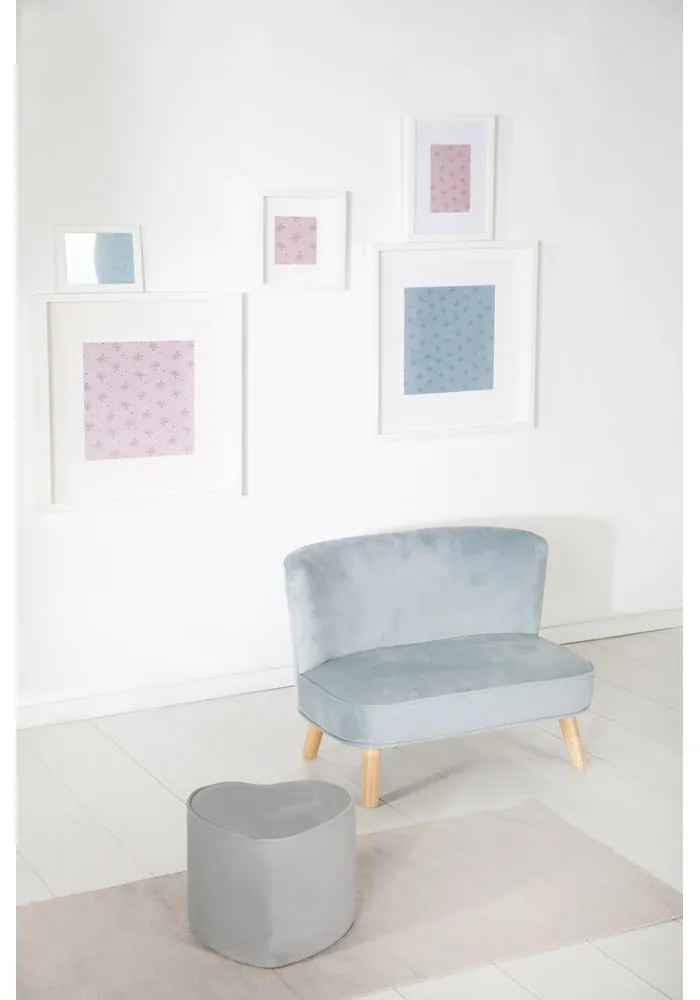 Pouf per bambini in velluto grigio chiaro Lil Sofa - Roba