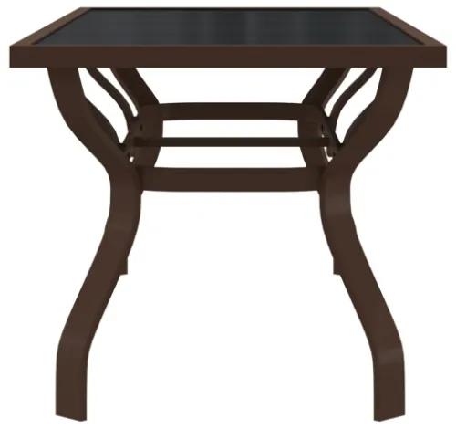 Tavolo da Giardino Marrone e Nero 180x80x70 cm Acciaio e Vetro