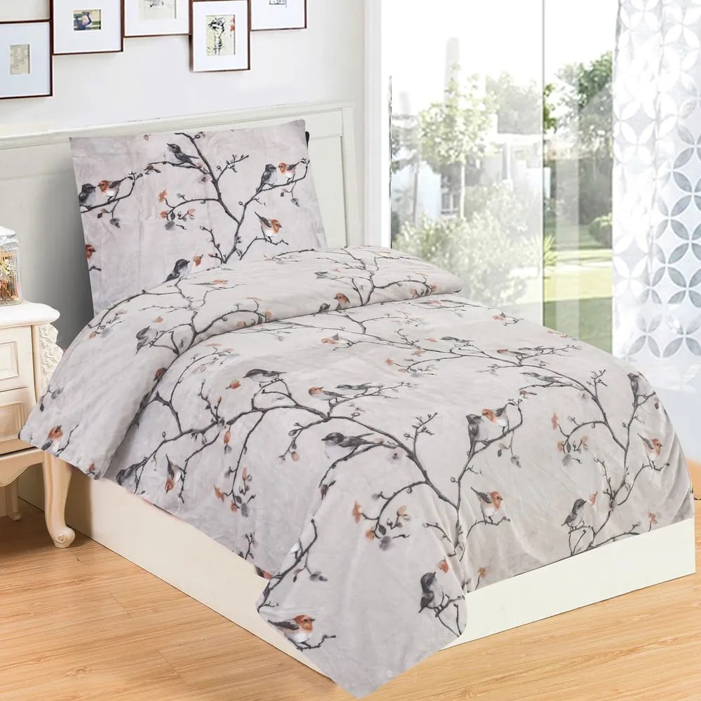 Set copripiumino e federa grigio in micropile per letto singolo 140x200 cm Ronja – My House