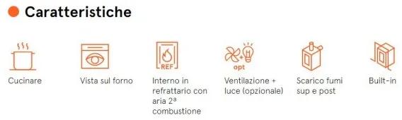 Cucina A Legna Da Incasso Con Forno Ventilato 7,5 kW Kook 90 Cadel Antracite