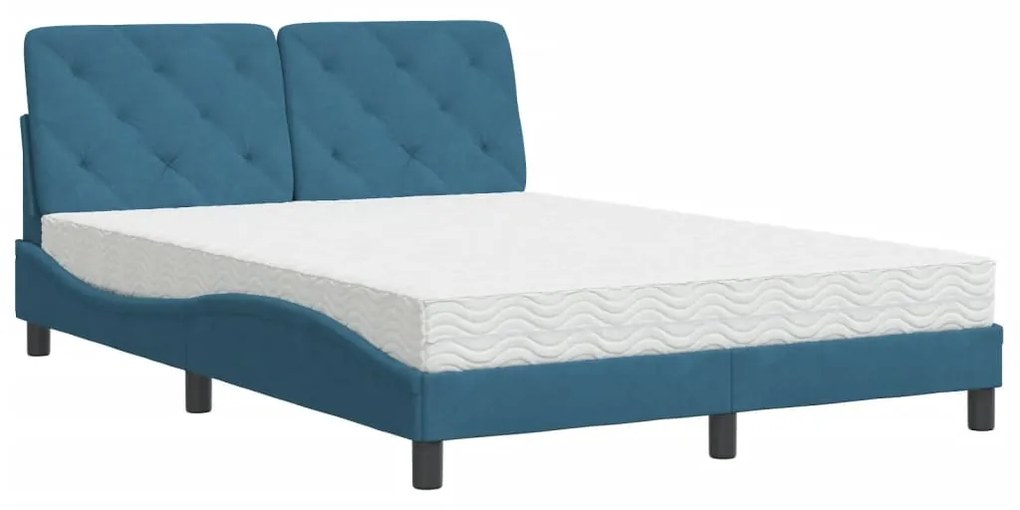 Letto con materasso blu 120x200 cm in velluto