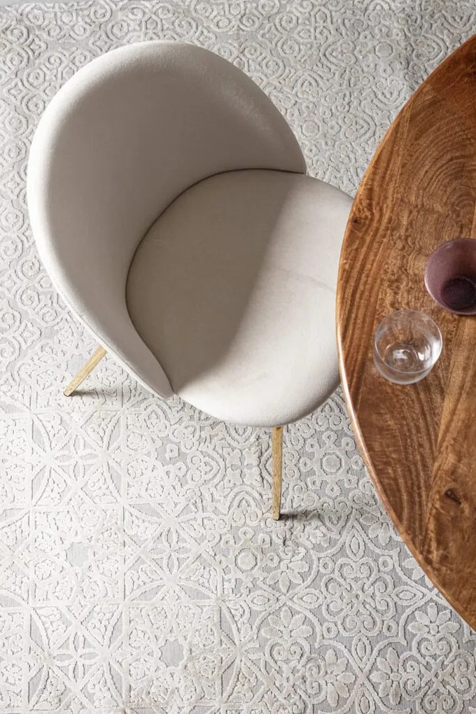 Set di 4 sedie TANYA in velluto bianco e base oro