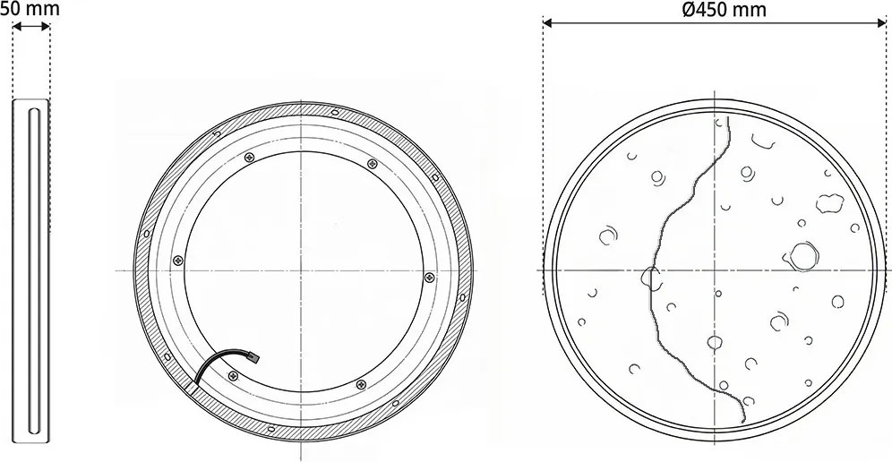 Plafoniera LED 14.5W Tonda Ø450mm Luna Crescente in Gesso