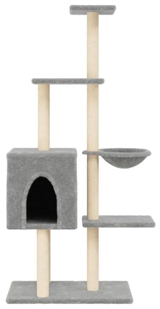 Albero per gatti con tiragraffi in sisal grigio chiaro 145 cm