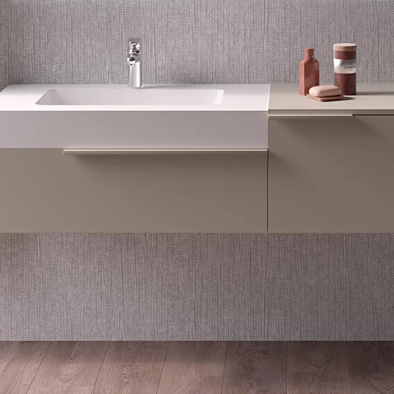 Mobile sottolavabo e lavabo Gravel per vasca a sinistra ghiaia L 135 x H 36 x P 51 cm