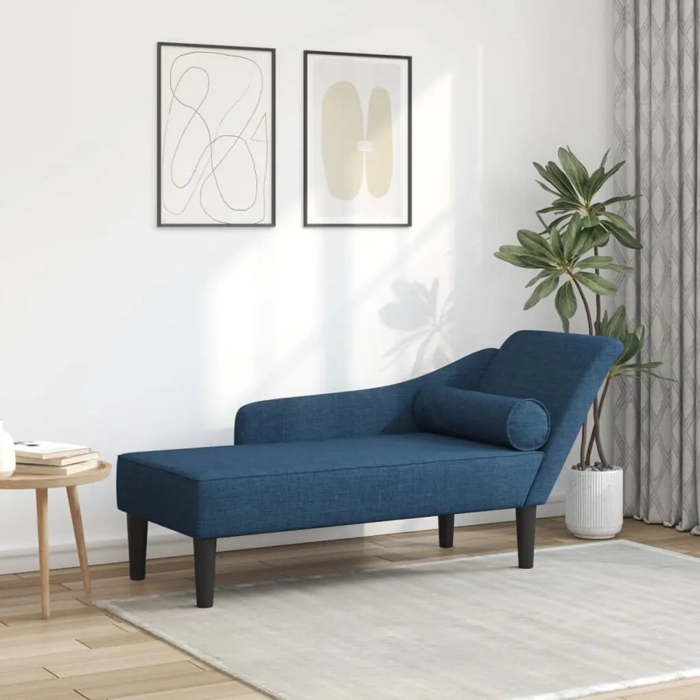 Chaise Longue Con Cuscini Blu İn Tessuto /
