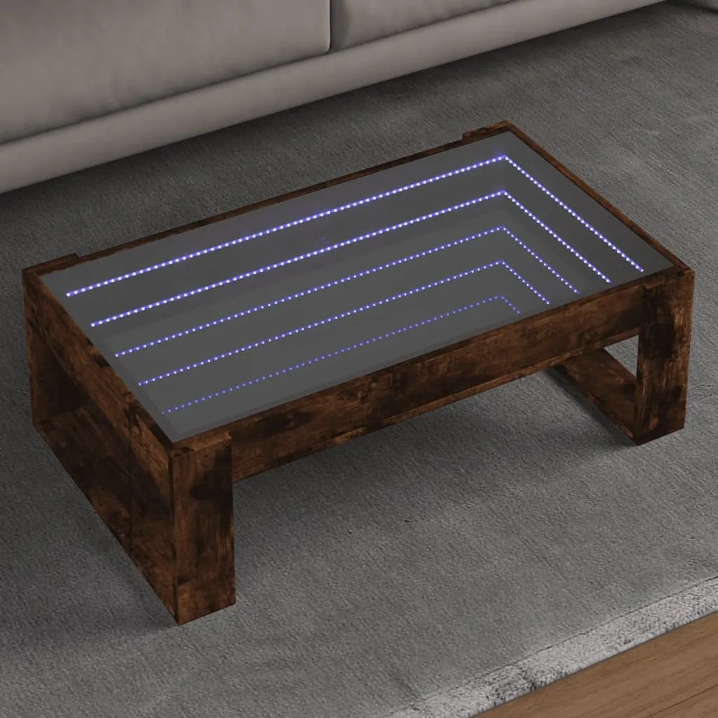 Tavolino Da Salotto Con Led Infinity Rovere Fumo 90x53x30 Cm /