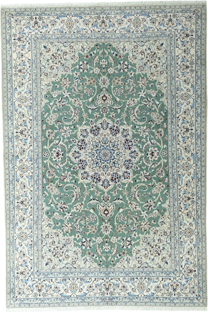 Nain Tappeto persiano 310 x 210 Verde (Iran) Annodato A Mano