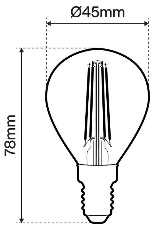 Lampada LED E14 6W a Filamento 150lm/W No Flickering - P45 Colore Bianco Naturale 4.000K