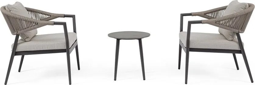 Set di mobili da giardino color kaki/grigio tortora in alluminio per 2 persone Millor – Bizzotto