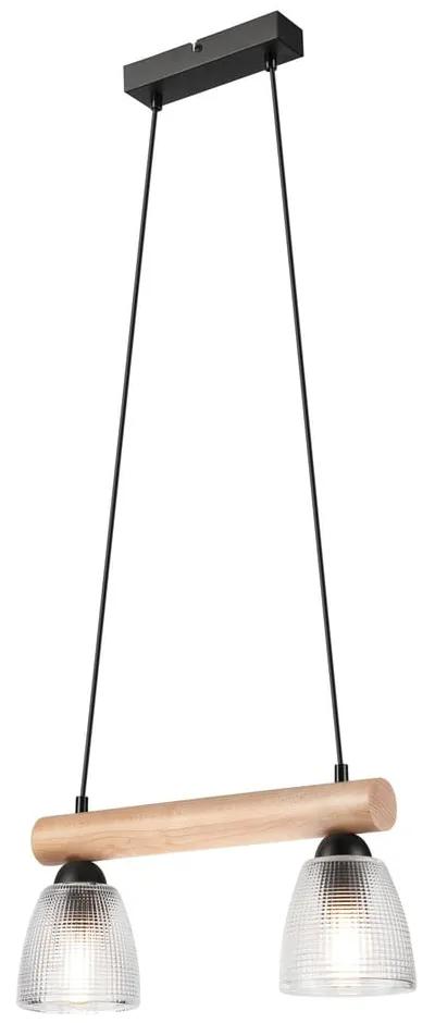 Lampada a sospensione marrone chiaro-nero con paralume in vetro ø 14 cm Margit - LAMKUR