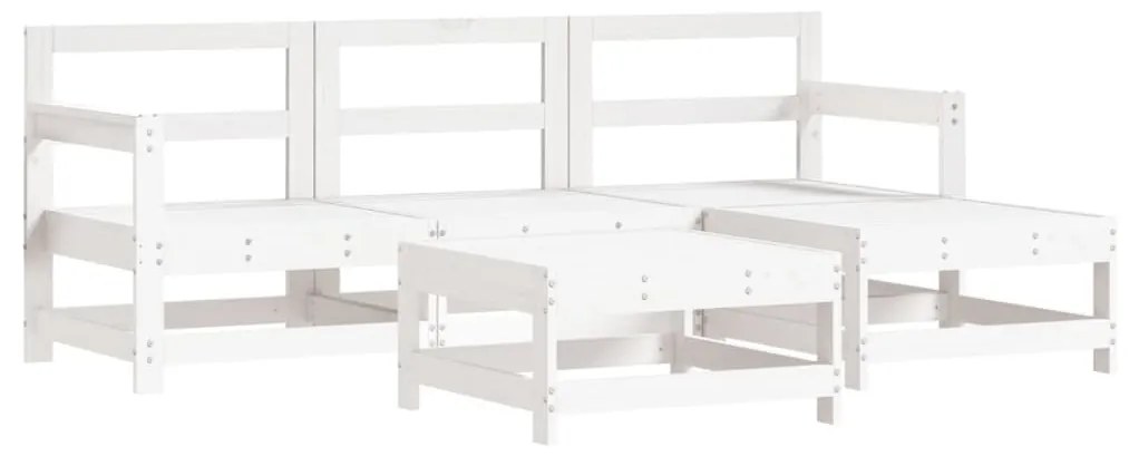 Set salotto da giardino 5 pz bianco in legno massello di pino