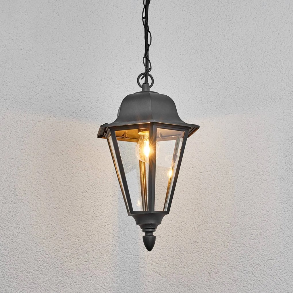 Lindby lampada a sospensione da esterno Edana, 40 cm, antracite, E27, IP44 Edana Lindby, dimmerabile, Nero, Alluminio, Moderno