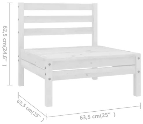 Set Divani da Giardino 6 pz in Legno Massello di Pino Bianco