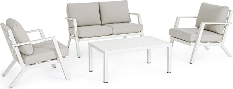 Set di mobili da giardino bianco in alluminio per 4 persone Harley – Bizzotto