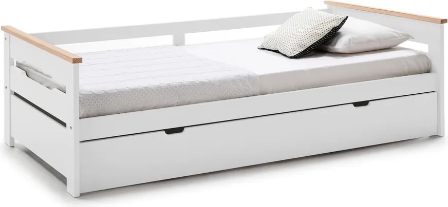Letto per bambini in legno di pino bianco con letto estraibile 90x190 cm Elisa - Marckeric