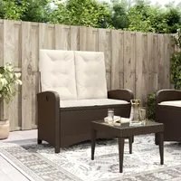 Panca Reclinabile da Giardino con Cuscini Marrone in Polyrattan 368217