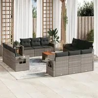 Set Divani da Giardino 13 pz con Cuscini Grigio in Polyrattan 3256830