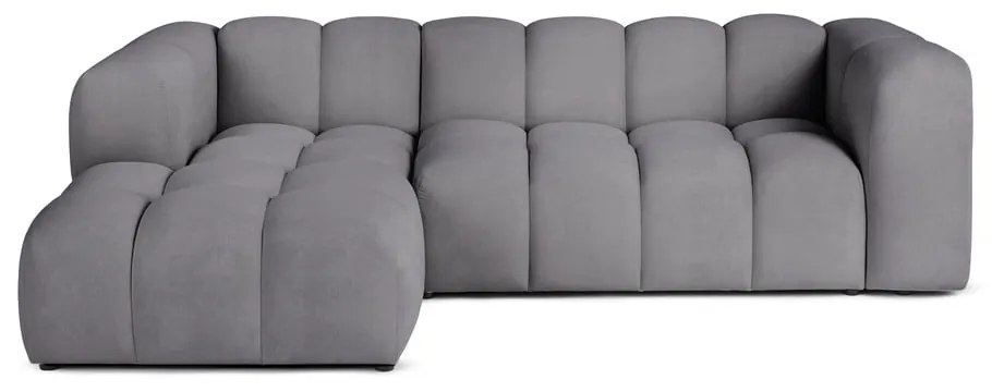 Divano angolare grigio (con penisola a sinistra/con chaise lounge) con rivestimento in velluto Cube – Bonami Selection