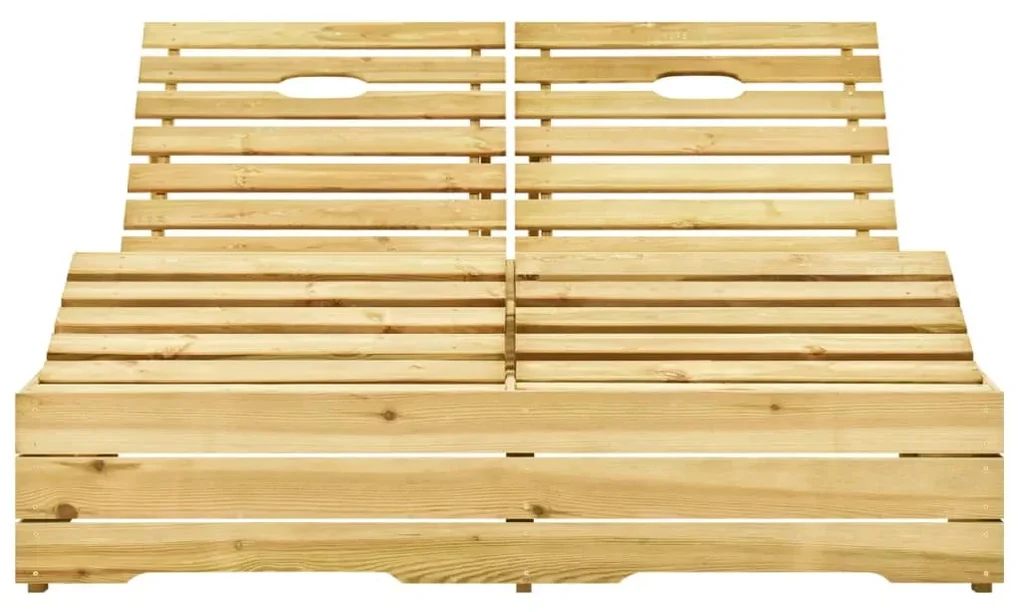 Lettino prendisole doppio con cuscini beige in pino impregnato