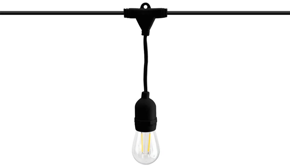 Catenaria IP65 da 10m con 10 Portalampada E27 Nero