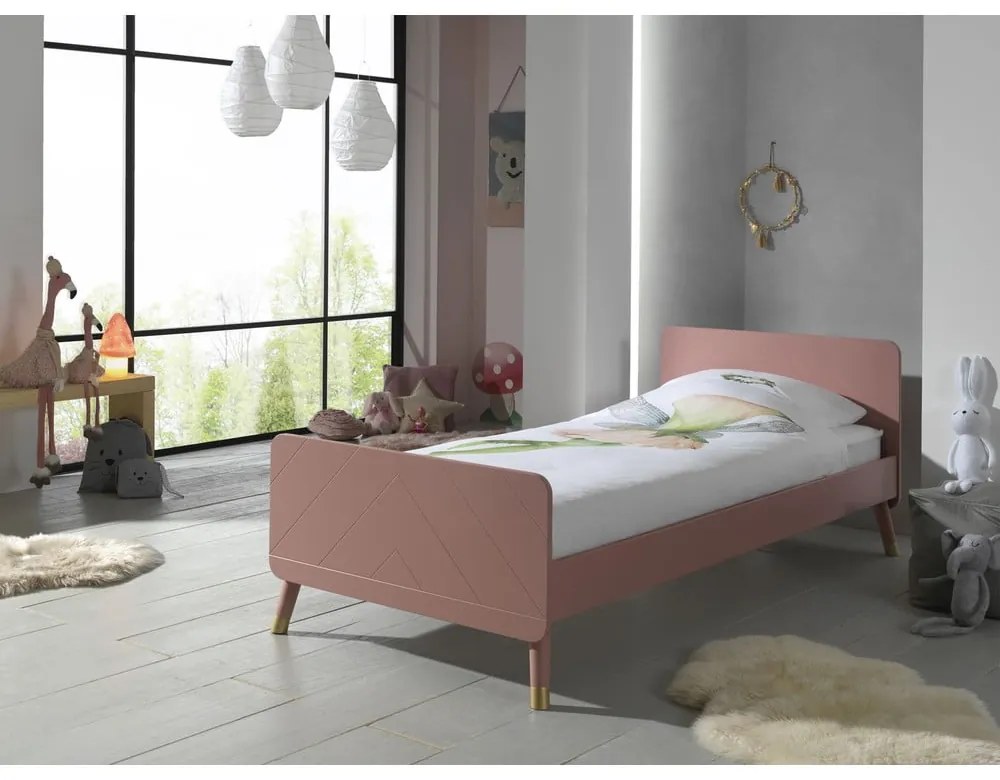 Letto per bambini in legno di pino rosa , 90 x 200 cm Billy - Vipack