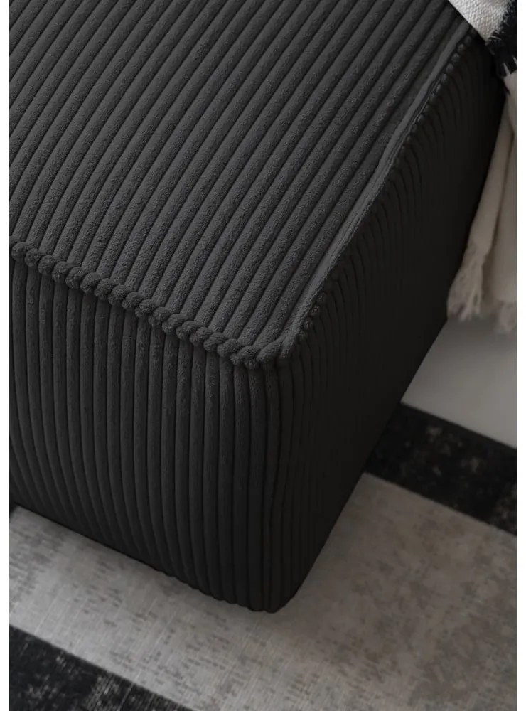 Divano letto angolare in velluto a coste color antracite Brave Dave - Miuform