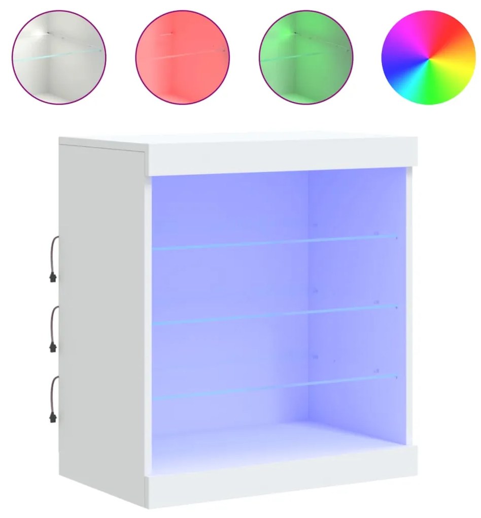 Credenza con luci led bianca 60,5x37x67 cm