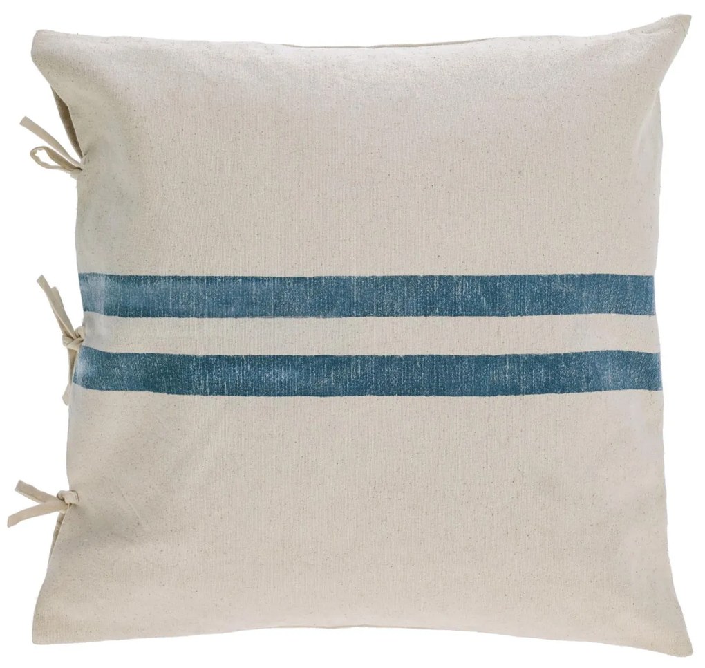 Kave Home - Fodera per cuscino Ziza 100% cotone a righe blu e bianco 60 x 60 cm