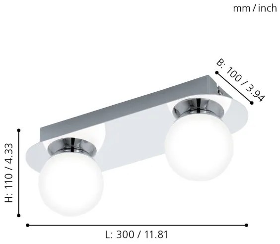 Eglo 94627 - Lampada LED da bagno MOSIANO 2xLED/3,3W/230V