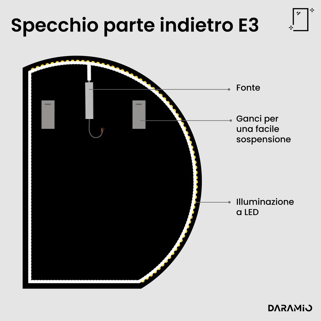 Specchio rotondo con luce LED E3
