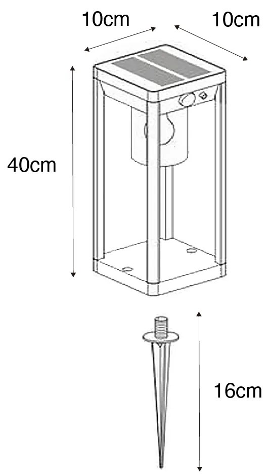 Lampada da terra per esterni grigio scuro 40 cm con LED e luce dimmerabile a energia solare - Sonne