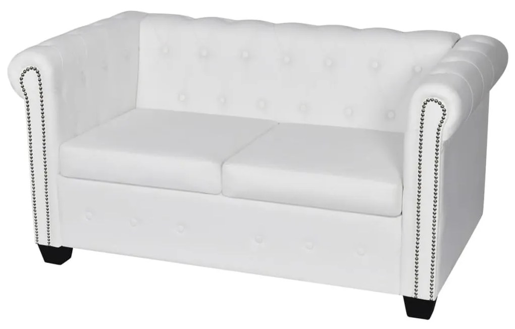 Divani chesterfield a 2 posti e a 3 posti in similpelle bianco