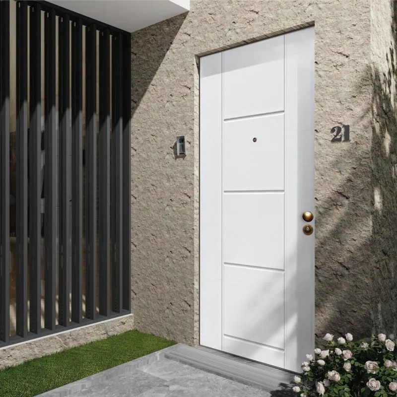 Porta blindata MASTER Ice bianco/noce L 90 x H 210 cm apertura sinistra