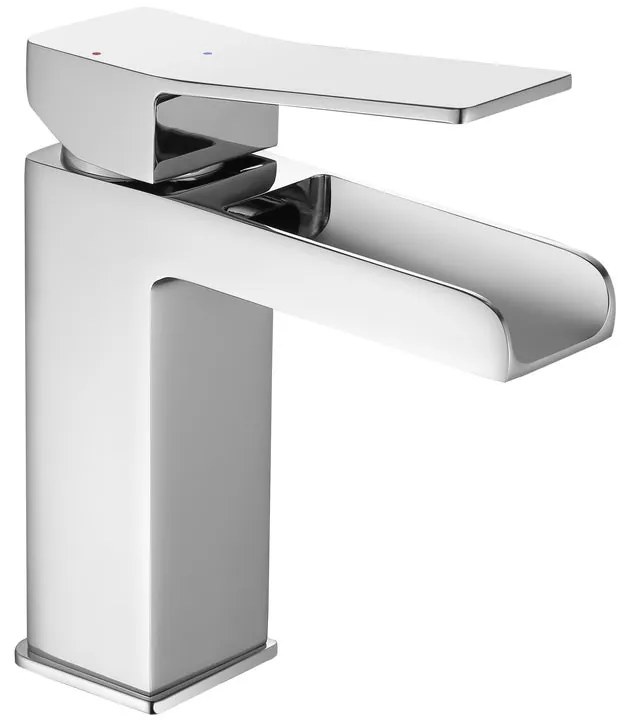Rubinetto per lavabo a canna media getto a cascata d'acqua Studio cromato lucido SENSEA H 16 cm