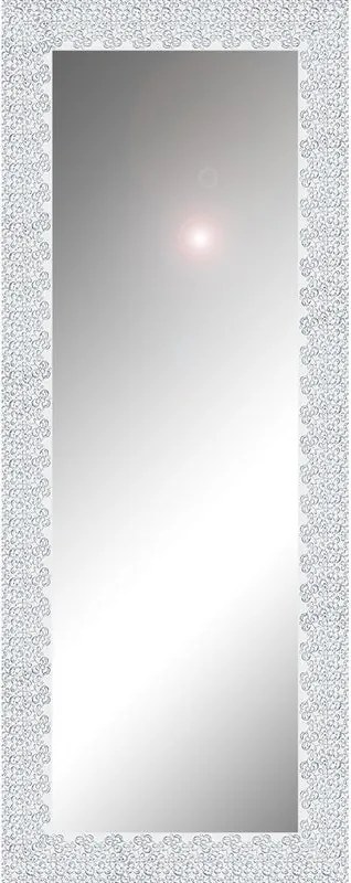 Specchio Fiorenza rettangolare in legno bianco argento 125 x 40 cm