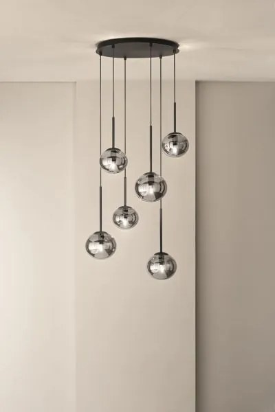 Lampadario sospeso a sei pendenti jewel nero so.jewel-r-6nero