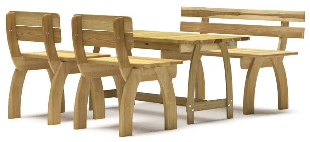 Set da pranzo da giardino 4 pz in legno di pino impregnato