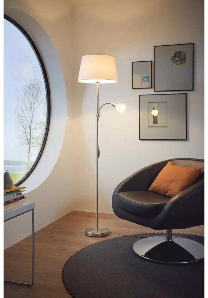 Lampada da terra grigia con paralume in vetro/con paralume in tessuto (altezza totale 170 cm) CONESA – EGLO