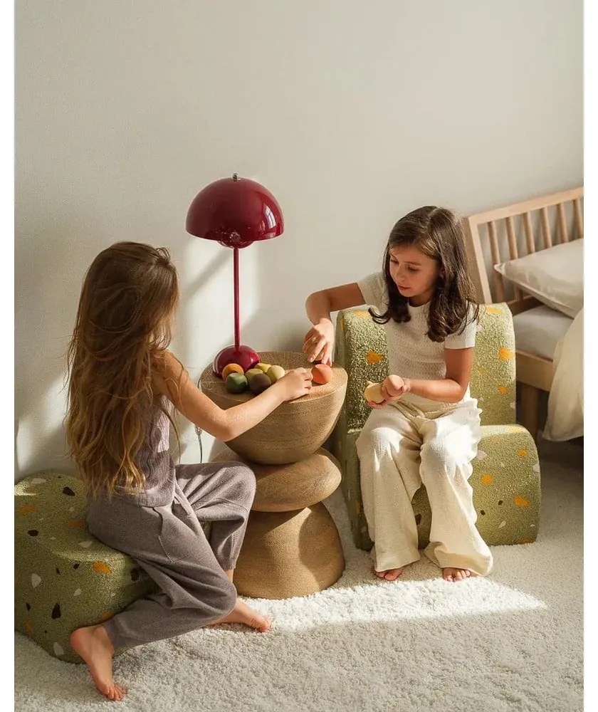 Poltrona per bambini verde con rivestimento in bouclé e ciniglia Terrazzo Cloud – Wigiwama