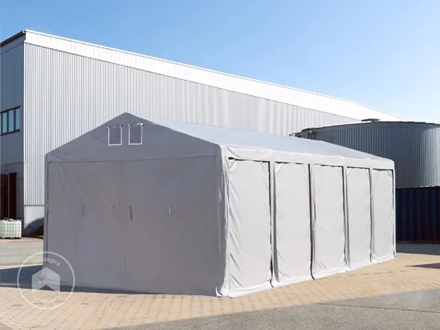 TOOLPORT 5x10m tenda capannone, altezza 3,6m porta a cerniera, PVC 850, grigio, senza statica - (79807)