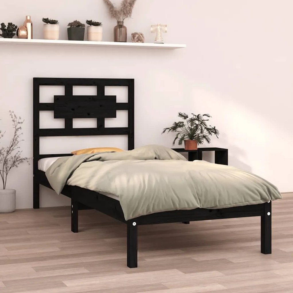 Giroletto İn Legno Massello Nero 75x190 Cm Small Single /