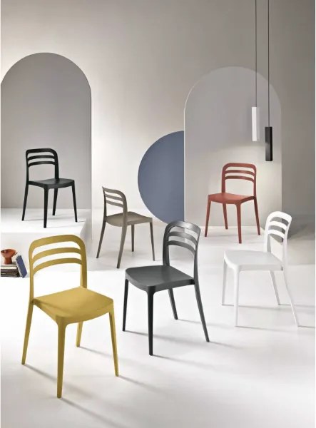 Sedia da giardino in polipropilene impilabile - DJANGO BIANCO 2 pezzi