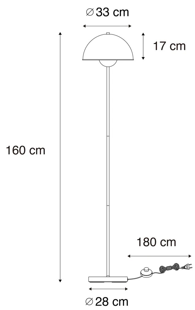 Lampada da terra intelligente nera con oro incl. Wifi A60 - Magnax
