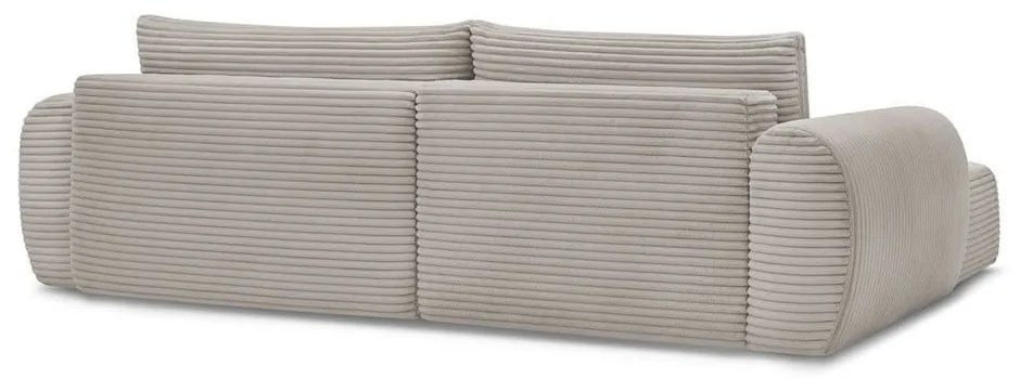 Divano angolare in grigio chiaro/beige allungabile (con penisola a sinistra) con rivestimento in velluto a coste Lucien – Bobochic Paris