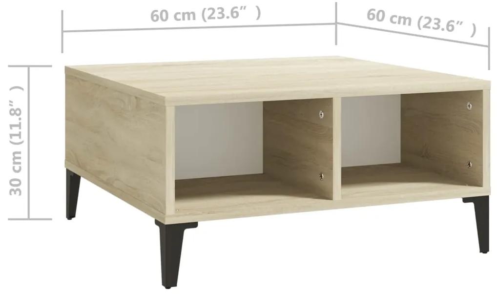 Tavolino da Salotto Bianco Rovere Sonoma 60x60x30cm Multistrato